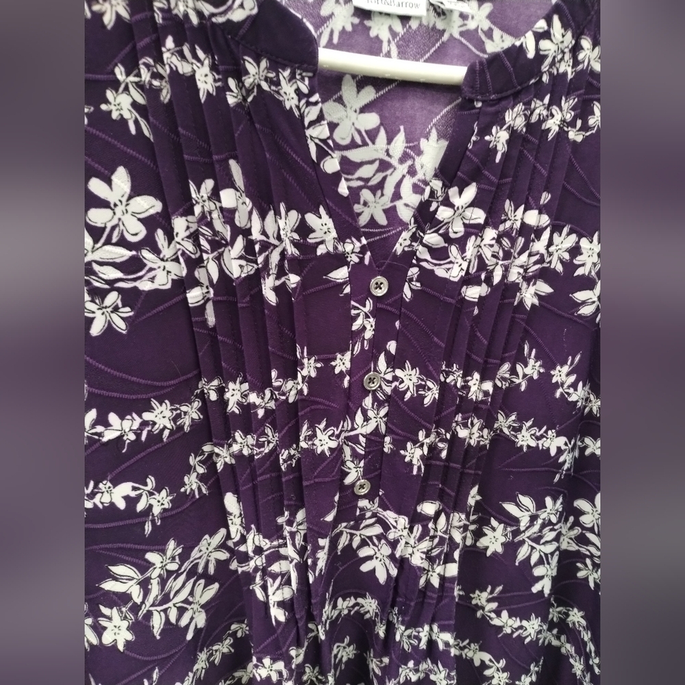 Croft & Barrow Shirt Womens 2X Plus White Purple Top Blouse Floral Casual Ladies - Picture 5 of 12